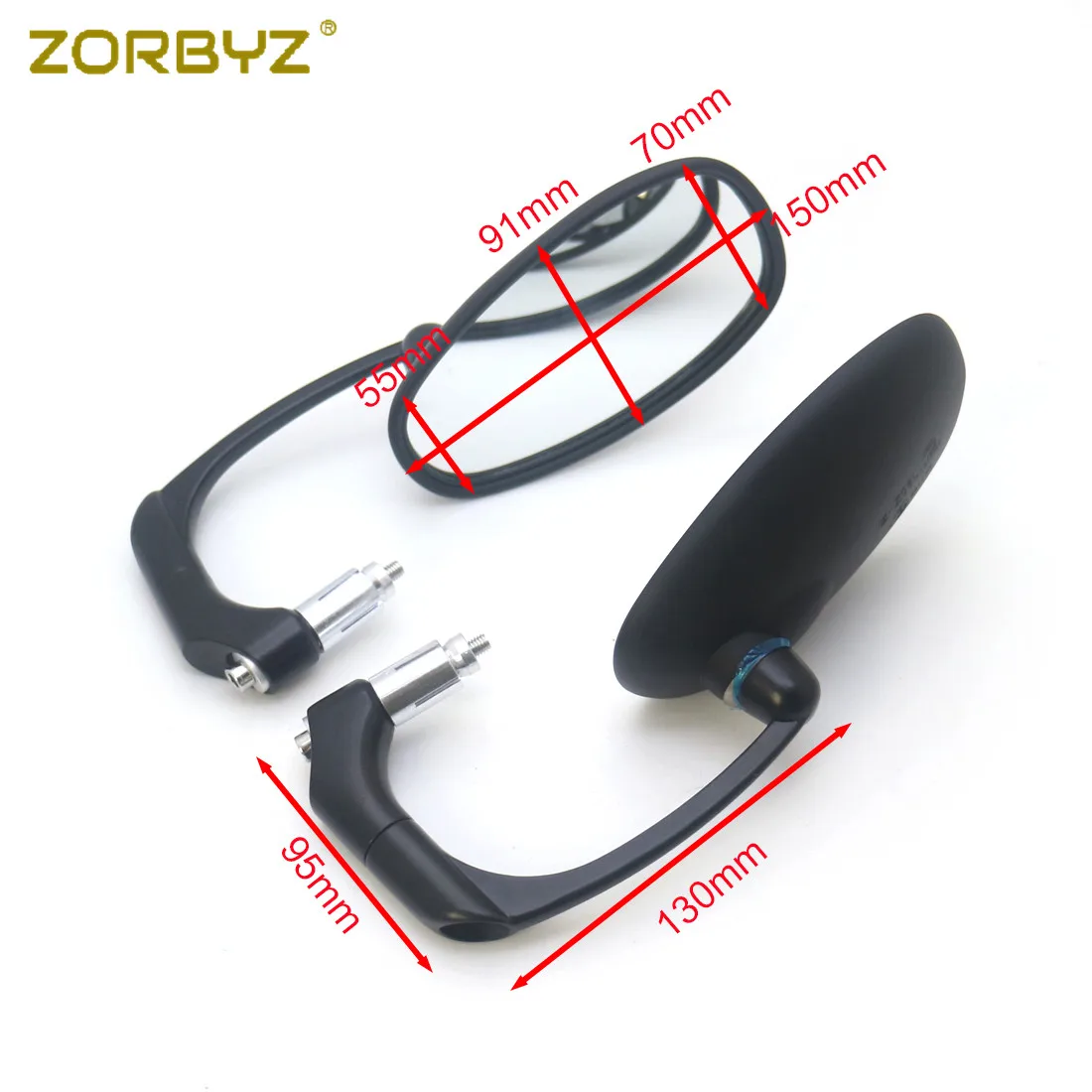 ZORBYZ мотоцикл зеркало 7/8 &quotчерный овальной формы для сварки пластмассовых плёнок