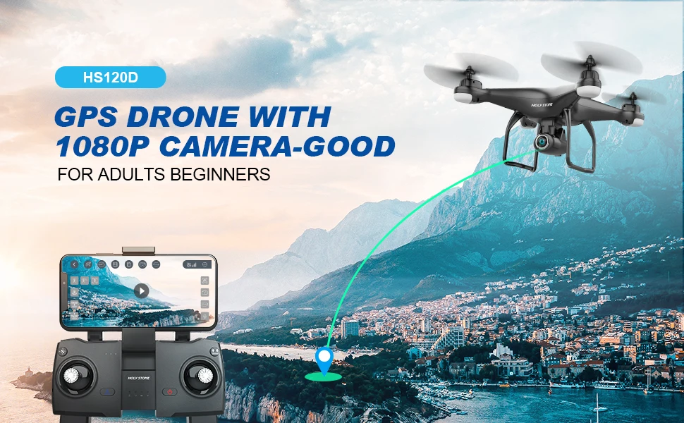Holy Stone HS120D gps Дрон FPV Wifi видео в реальном времени 1080P HD камера Дрон 18 мин Время полета 2 батареи RC вертолет Квадрокоптер