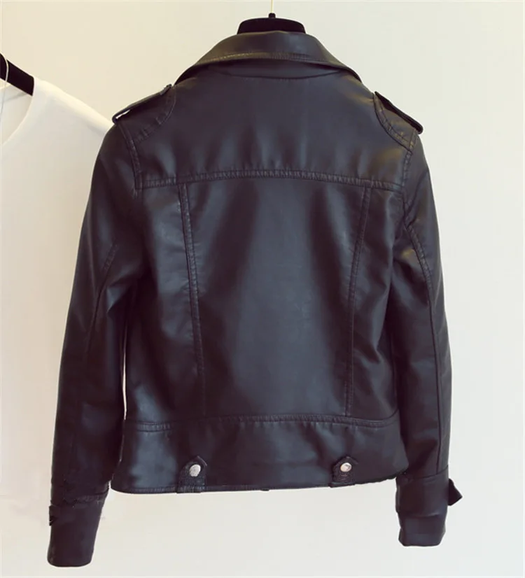 

2021 New Basic Zipper Moto Biker Jackets Autumn Classic Coat Plus Size Outerwear Ladies PU Faux Leather Jacket Women
