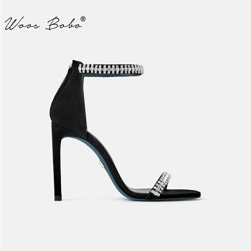 Роскошные стразы женские босоножки летние Для женщин с открытым носком и