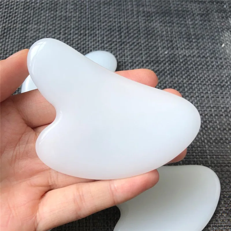 

Handmade Guasha Massage Acupuncture Scraping Tool Natural White Jade Stone Gua Sha Board Traditional Scraper Tools for SPA
