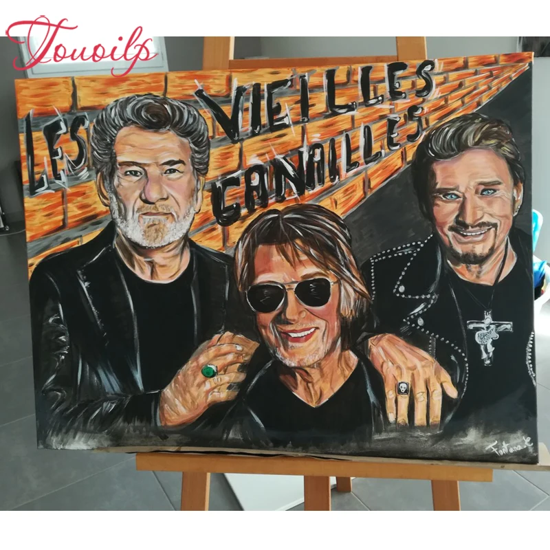 

TOUOILP 100% Full 5D Diy Daimond Painting"Johnny Hallyday"Diamond Painting Round Rhinestones Diamant Painting Embroidery Scenery