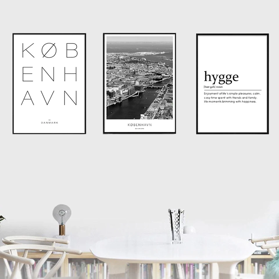 Постер с изображением черно белого холста Копенгагена Дания городской пейзаж