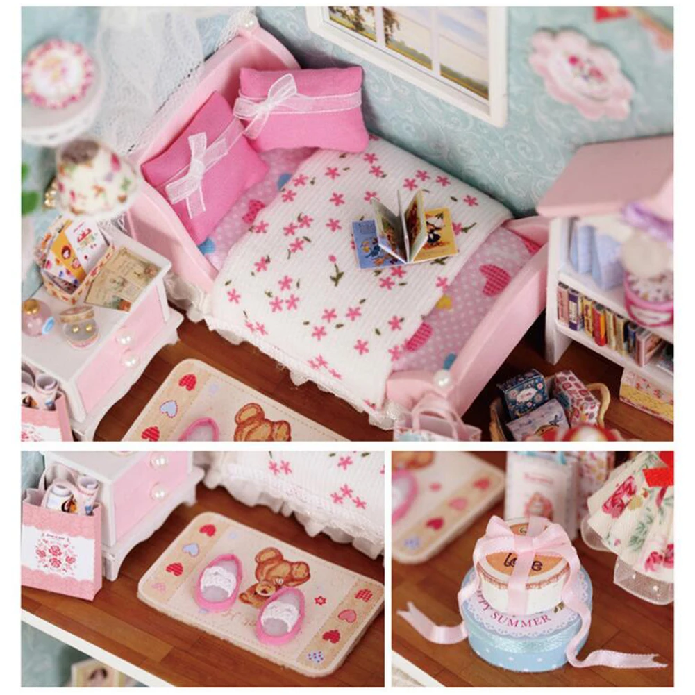 

Handmade Miniature LED Dollhouse Furniture DIY Model with Cover Toy Kids Gift Mini House Toys For Children Christmas New