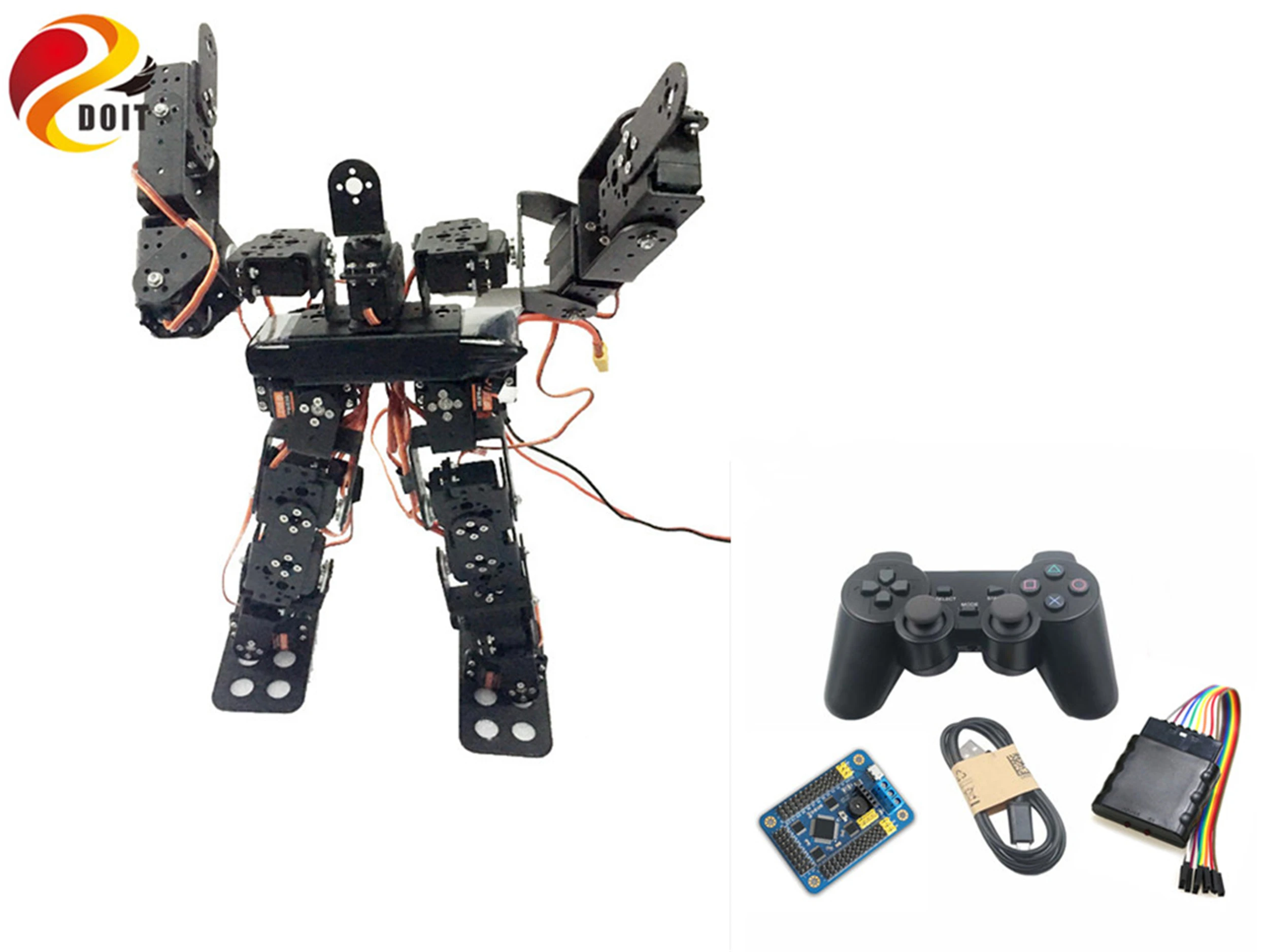 PS2 ручка Управление 17DOF двуногий робот гуманоид RC металла робота с 17 шт. Servo 32
