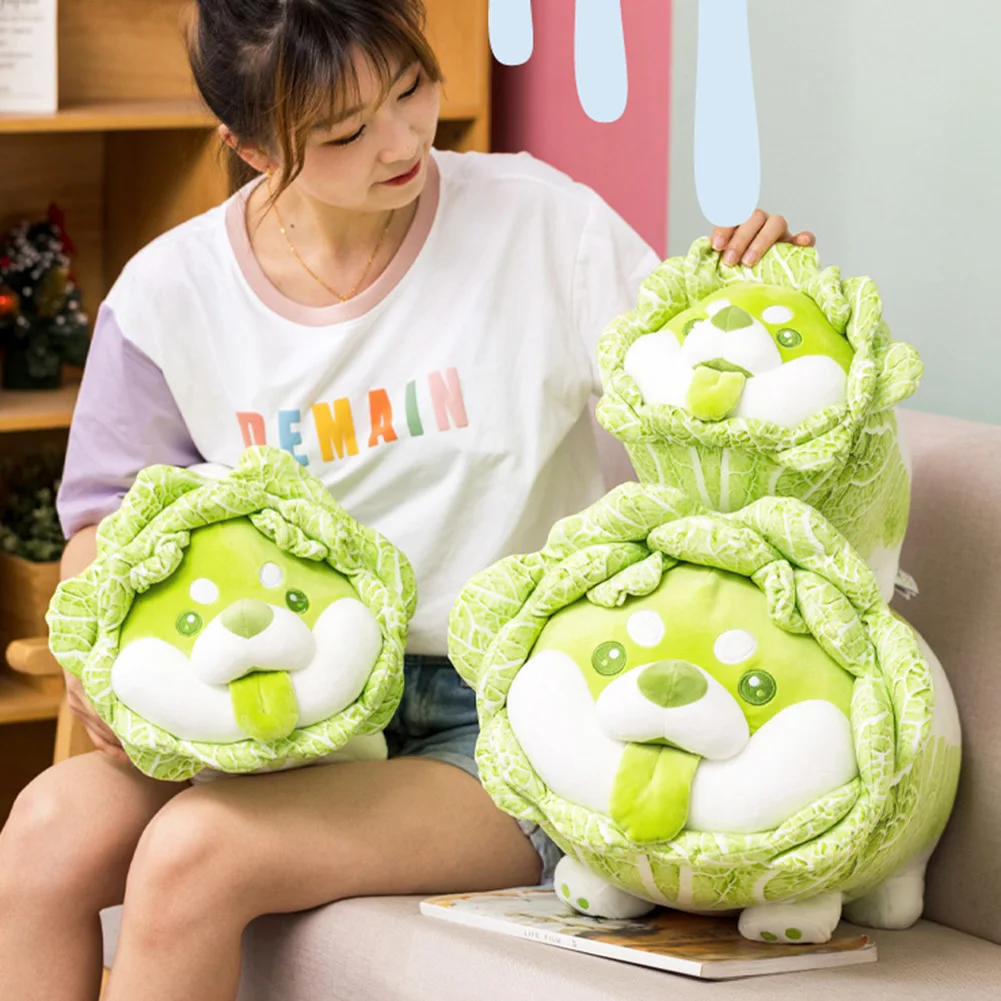 

22-35cm Cute Cabbage Shiba Inu Dog Japanese Vegetable Dog Doll Toys Pillow Fluffy Stuffed Plant Soft Doll Car Pillows Cushion