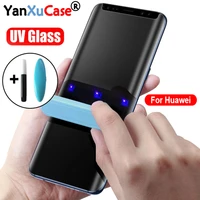 10pcslot uv tempered glass for huawei p30 pro p40 pro plus ultra full liquid screen protector for mate 20 30 honor30 pro glass