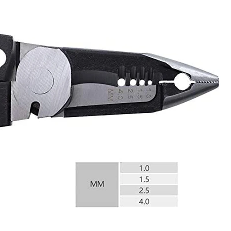 

9-Inch Six-In-One Multifunctional Electrician's Pliers, Wire Stripper, Crimping Pliers, Needle-Nose Pliers, Cable
