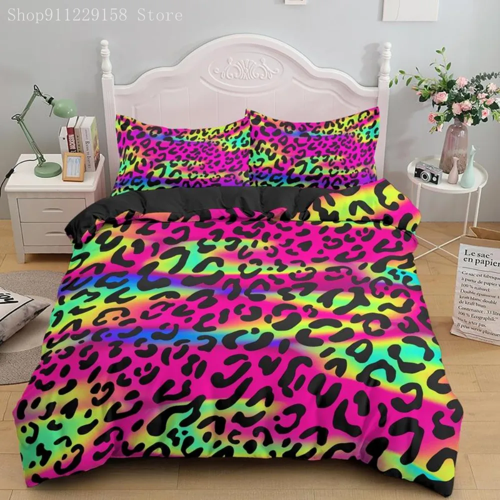 

The Bedroom Bedding Comfortable Color Leopard Pattern Printed Duvet Cover (2/3 Piece Set), Single And Double Super Large