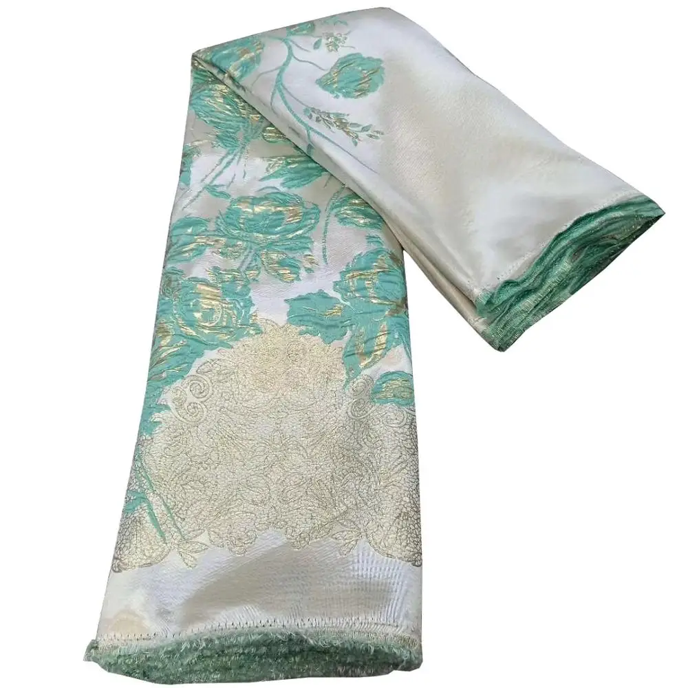 

(5 ярдов/шт.) Красивая кремовая и Мятная жаккардовая ткань, искусственная кружевная ткань высокого качества для привлекательного вечернего платья FHS073