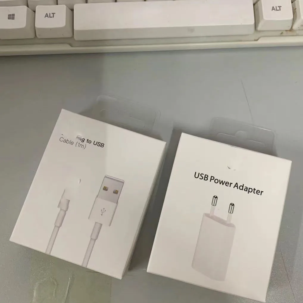 10pcslot original 8 ic 1m3ft 2m6ft 8ic e75 chip usb data cable 5w charger for 8 8plus x 5 5s 6 6s 7 7plus xs with retail box free global shipping