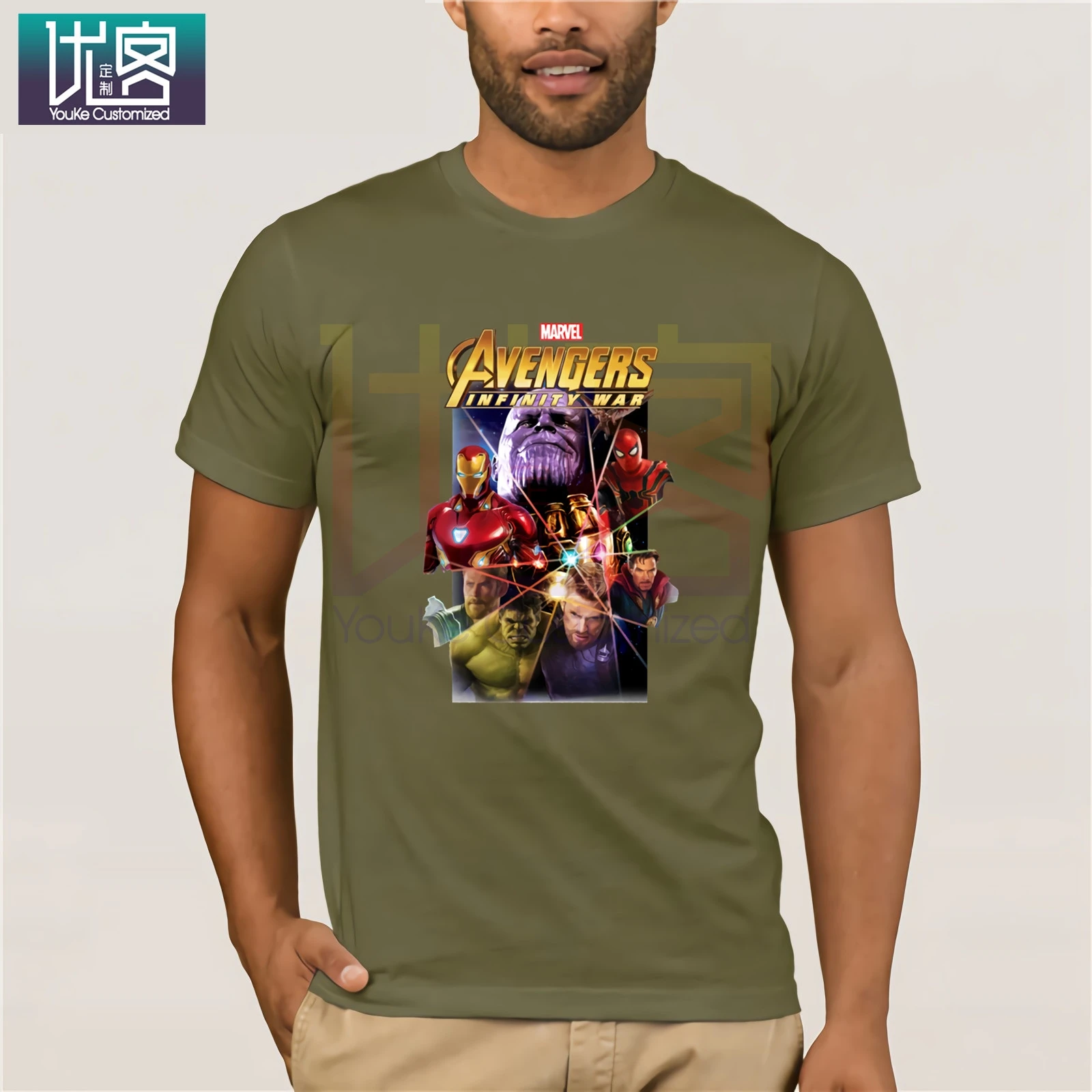 Мужская футболка с круглым воротником из чистого хлопка Infinity War Thanos лидер продаж
