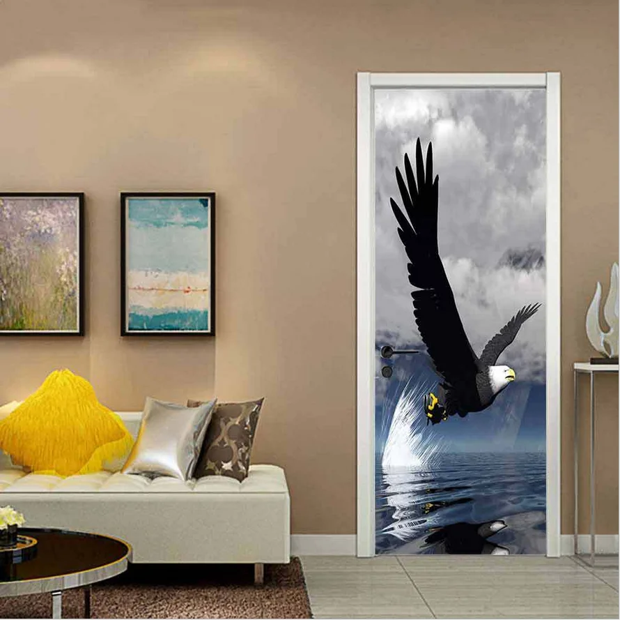 Дикие животные Птица Попугай Жираф Олень двери наклейки обои домашний декор