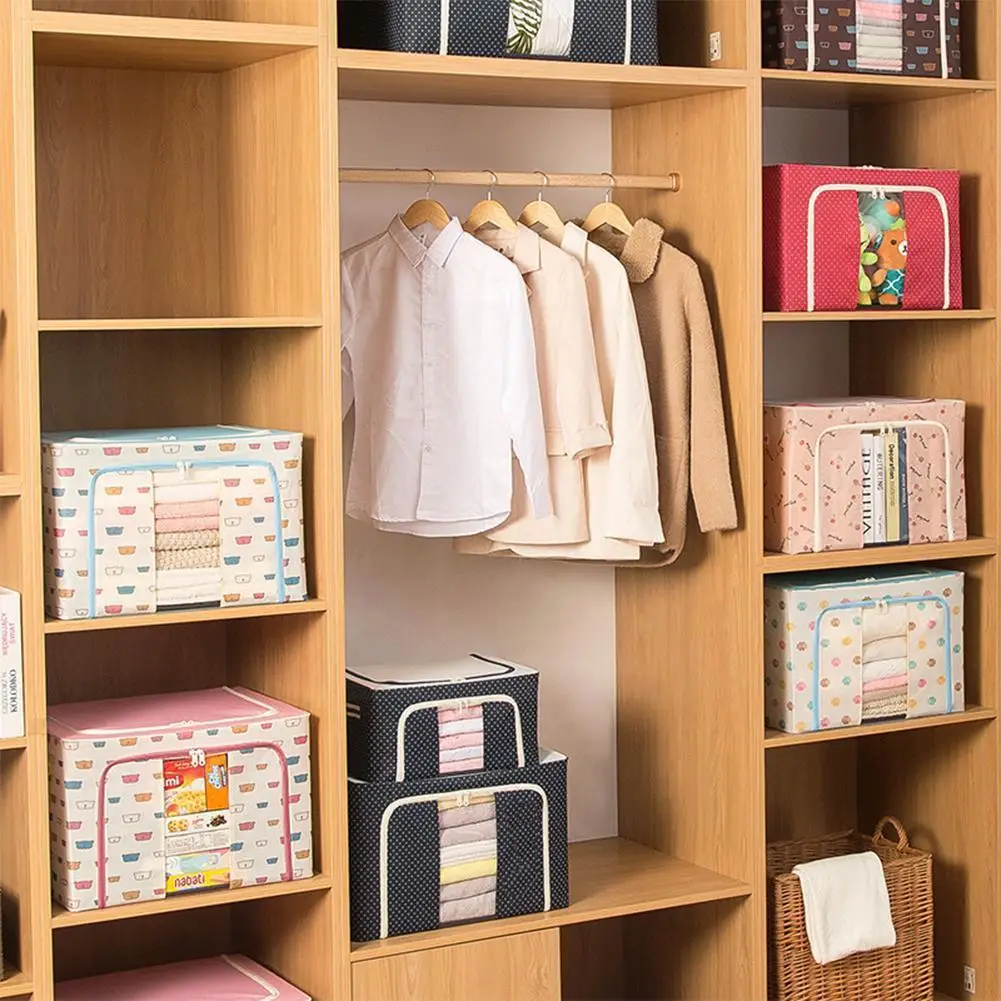 

Складная сумка N9m6 со встроенной стальной рамой, органайзер для хранения одеял, одежды, домашний пыленепроницаемый шкаф