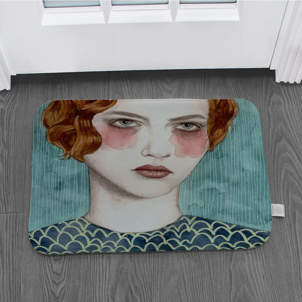 Женский нескользящий коврик с графическим принтом фланелевый напольный для