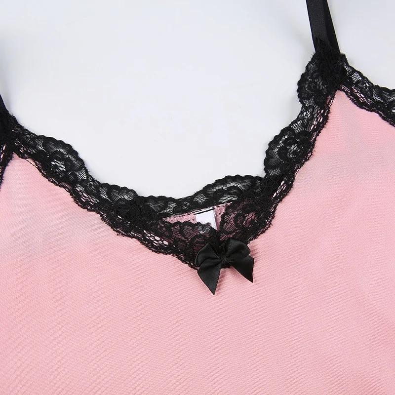 

Lace Dress Sexy Mini Summer Sleeveless Backless Party Clubwear Pink Dresses