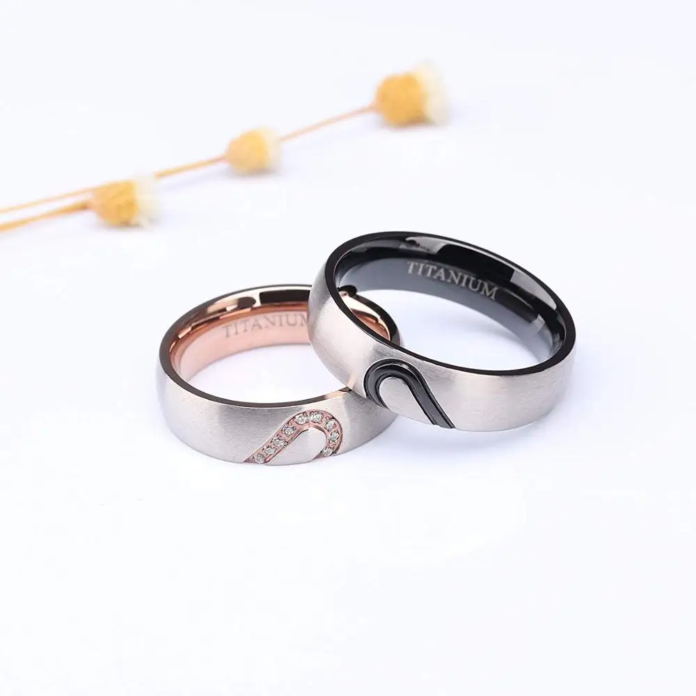 1 шт. титановые кольца с инкрустацией в форме сердца|titanium ring|couple ringsring for |