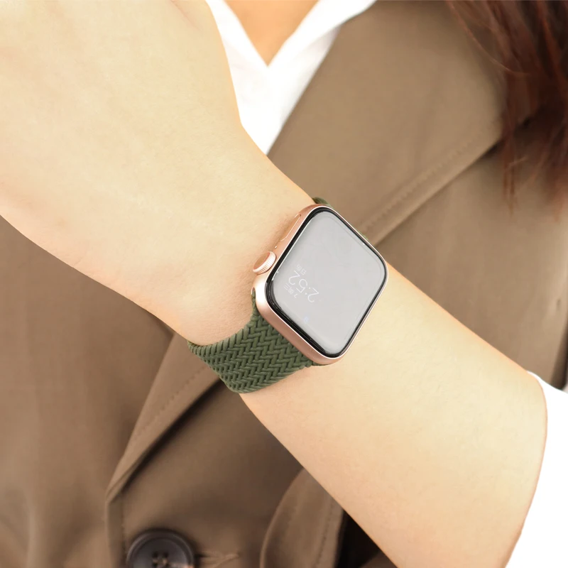 

Solo Loop Strap For Apple Watch band 44mm 40mm 38mm 42mm silicone Elastic watchband Braided pattern iWatch Series 5 4 3 SE 6