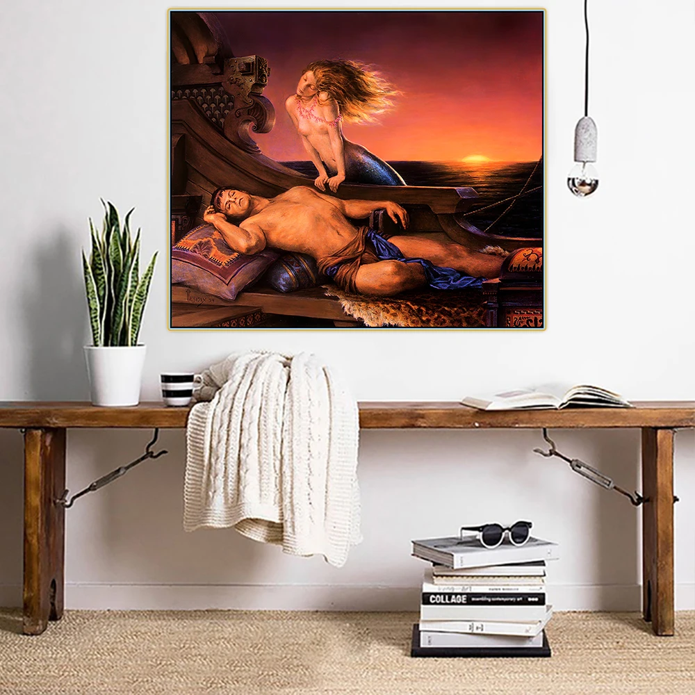 Citon Ричард гескокс 》 Русалка (спящий принц) иллюстрация масляная живопись на