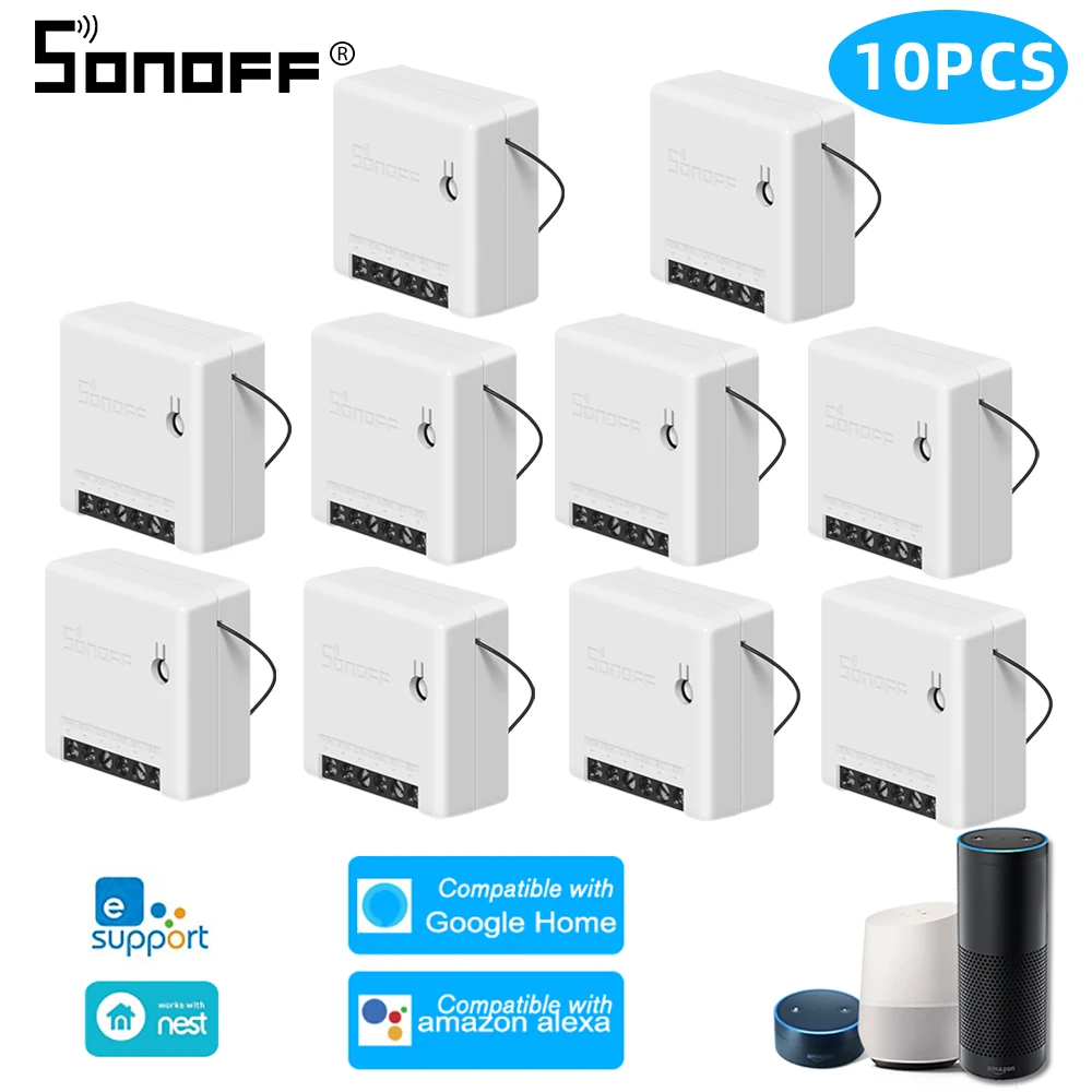 10pcs mini SONOFF Basic/мини двухсторонний Wifi умный переключатель маленькое приложение/LAN/голос/пульт дистанционного управления DIY Поддержка одного внешнего переключателя Google Home Alexa - Комплект: 10pcs mini