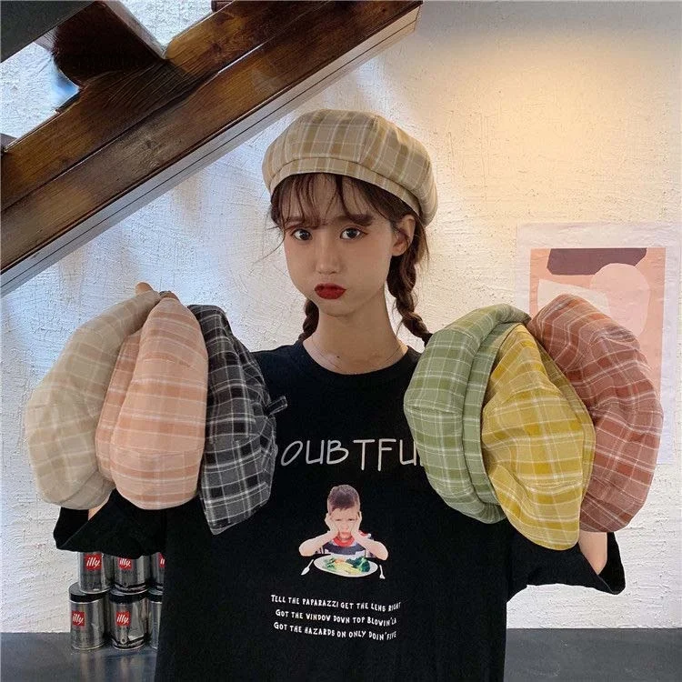 

Women Girls Beret French Artist Warm Wool Summer Spring Beanie Hat Retro Vintage Plain Beret Solid Color Elegant Ladies Hats