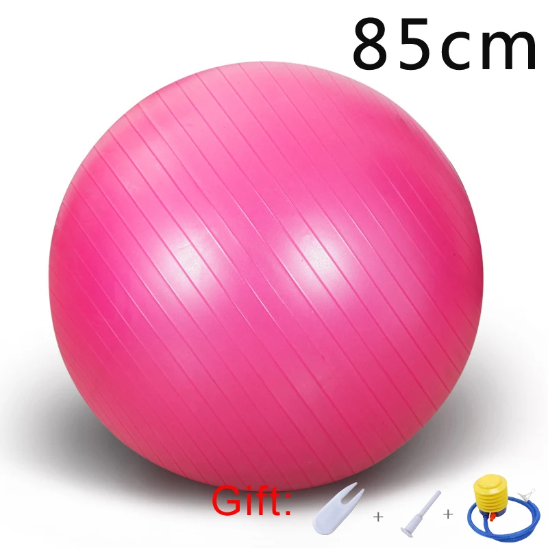 Pink 85cm Спортивные мячи для йоги Пилатес фитнес спортзал фитбол для баланса упражнения тренировки Массажный мяч нескользящий скраб мячи для йоги Бесплатный насос-взрыв - Цвет: Pink 85cm