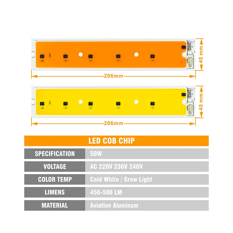 10 шт./лот 50 Вт LED 220 В COB чип полный спектр холодный белый шарик лампы для дома