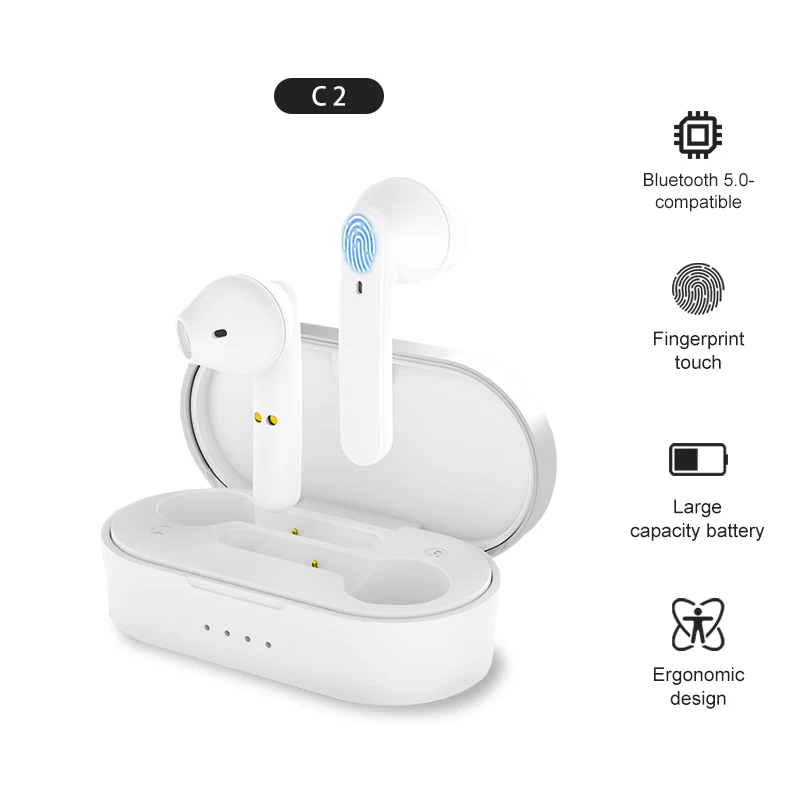 

C2 TWS беспроводные наушники для iOS Android смартфонов гарнитура с микрофоном Bluetooth 5,0-совместимые наушники спортивные наушники-вкладыши