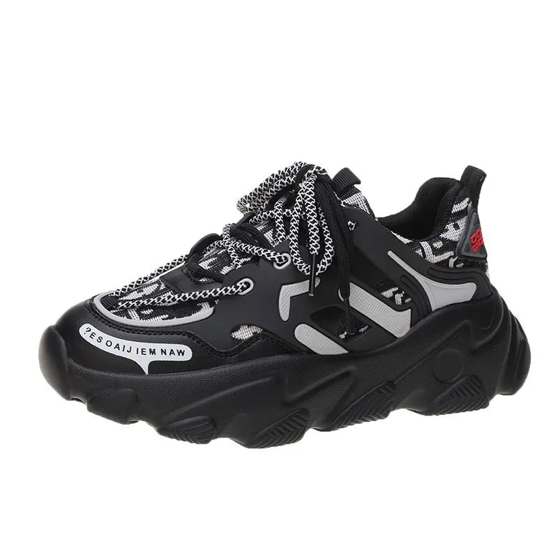 

Autumn New Women Chunky Sneakers 2020 Fashion Platform Black Sneakers Casual Dad Shoes