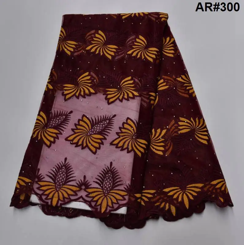 

T056 African Tulle Mesh Lace Good Price Net Lace Fabric Embroidered Nigerian Lace Fabric 5 Yards Women Clothing