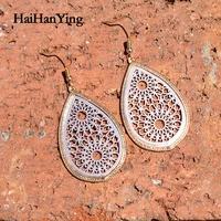 new gold hollow filigree water pendant earrings elegant arabian geometry party jewelry for women