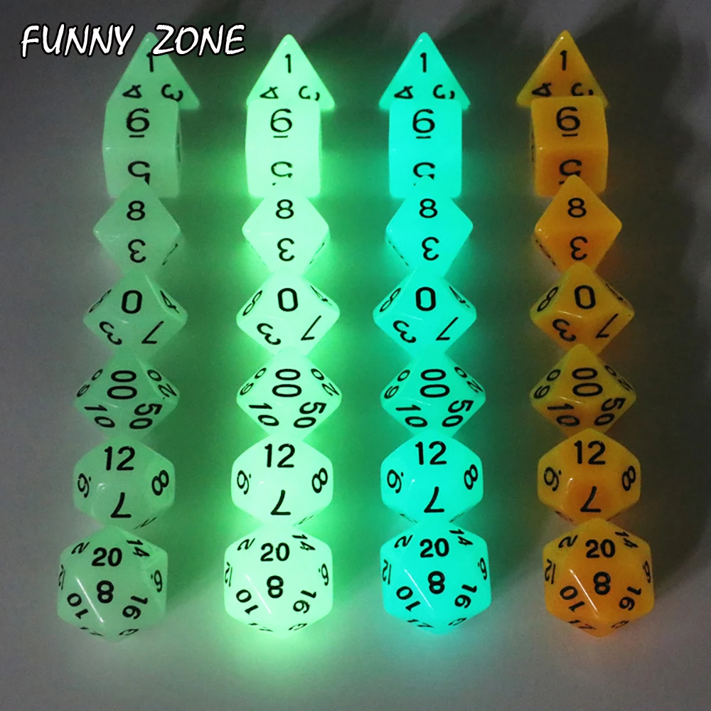 Светится в темноте Набор кубиков 28 предметов многогранные для ролевых игр