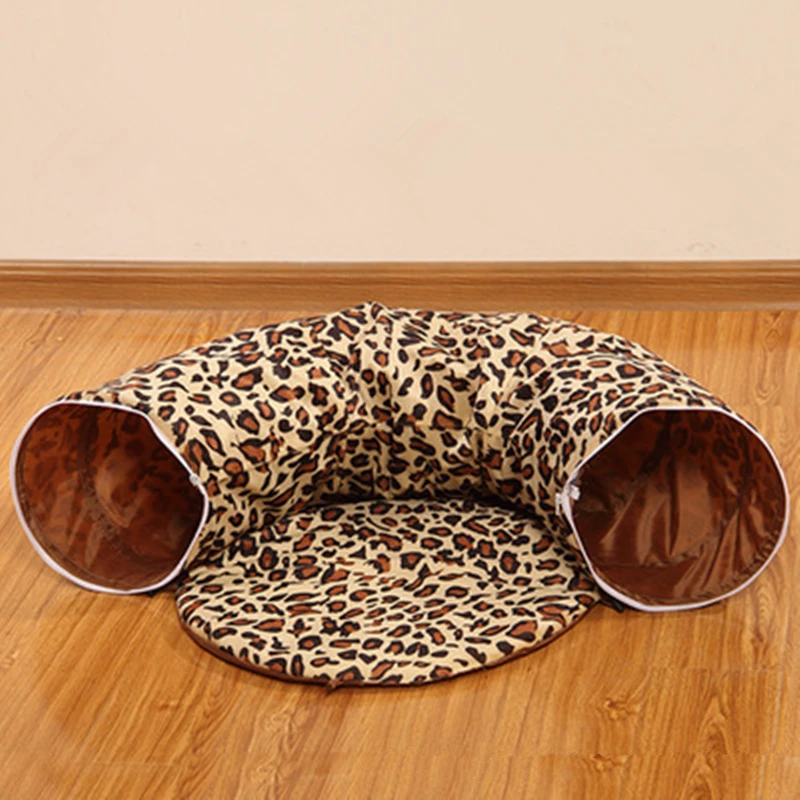 Collapsible Rolling Dragon Pet Amusement Park Cat Channel Drilling Holes Leopard Print Tunnel Interactive Toy Supplies | Дом и сад