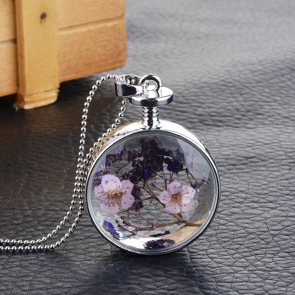 Модные сушеные цветы образец растения бутылки стеклянные ожерелья и подвески