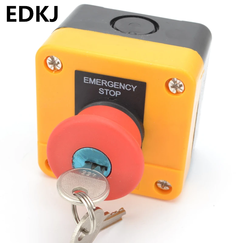 68mm Emergency Stop Push Button Switch There is a key 1NO 1NC 10A 250v Waterproof Box Hand-Held Button Explosion-proof anti