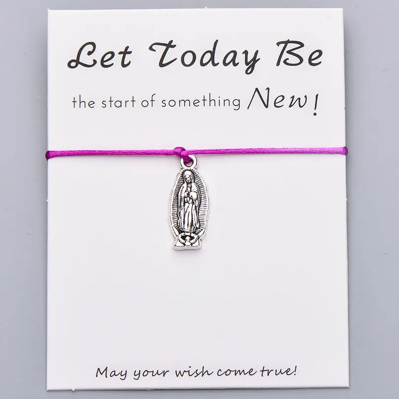 dark purple Pipitree Lucky Wish Virgin браслет Mary Let Today Be New Start красные браслеты с подвесками для женщин, мужчин, девочек, ювелирный подарок - Окраска металла: dark purple