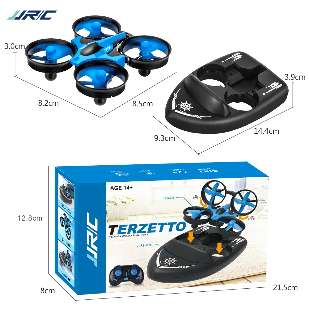 Дрон JJRC H36F TERZETTO 3 в 1 лодка автомобиль водный воздушный режим 3-режимный удержания