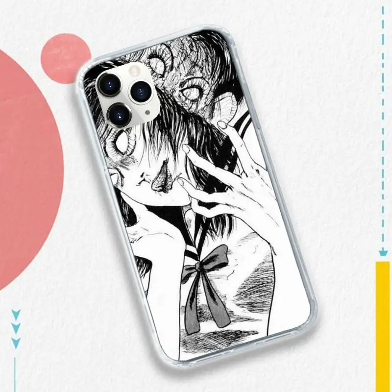 

Japan Junji Ito Tees Horror Comics Phone Case for iPhone 11 12 mini pro XS MAX 8 7 6 6S Plus X 5S SE 2020 XR