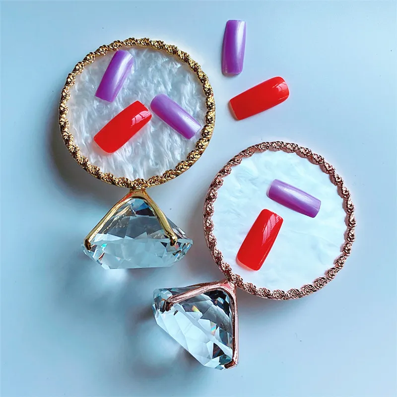 

2021 new style Nail Art Plate Diamond Fake Nail Display Board Golden Plate Photo Props Nail Polish Gel rack wall Display Tool