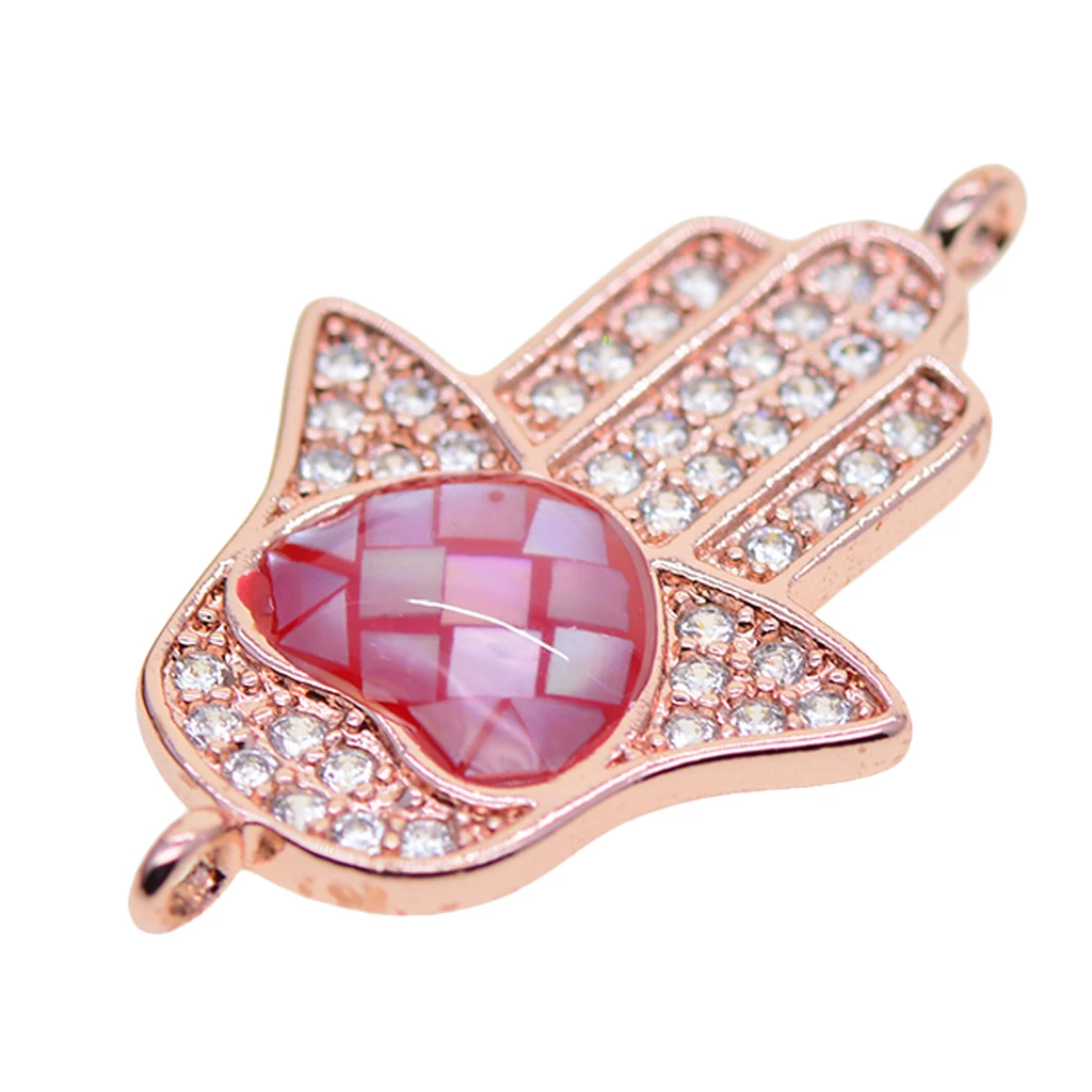 

Diamante HAND SHAPE Rhinestone Crystal Connector Charms with Natural Shell for Jewelry Making Crafting Supply