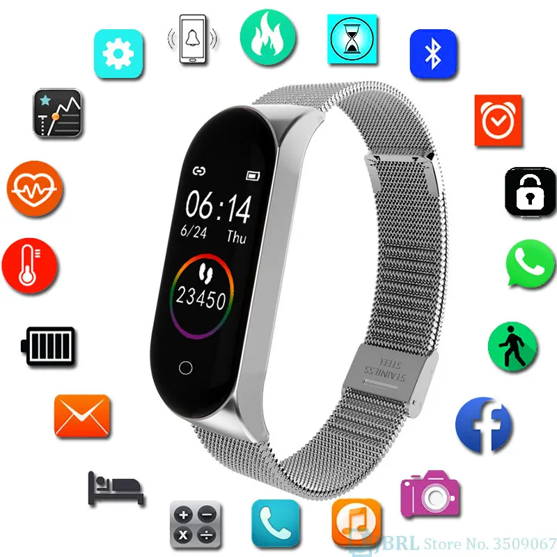 Умные часы из нержавеющей стали умные с монитором кровяного давления Ios Android