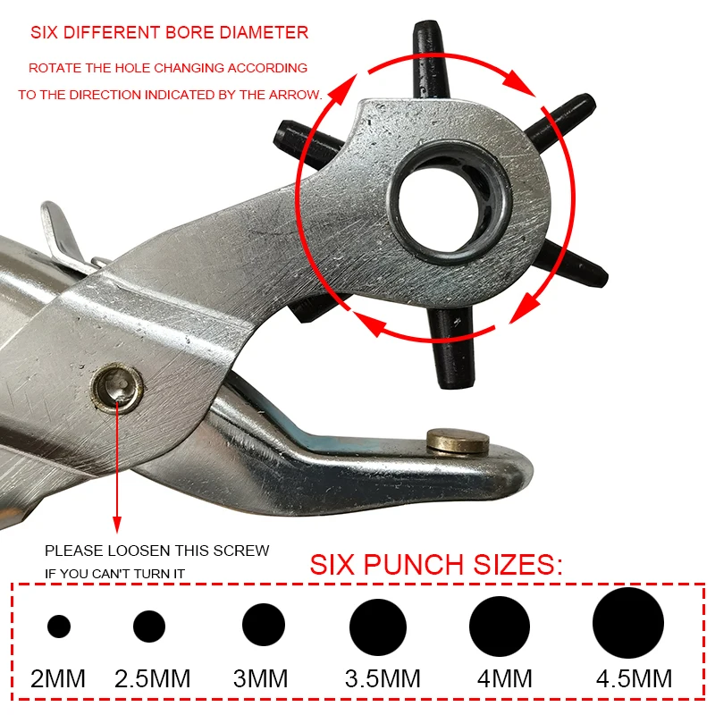 

Punch Plier Eyelet Puncher Revolve Sewing Machine Bag Setter Tool Watchband Strap Household Leathercraft Leather Belt Hole