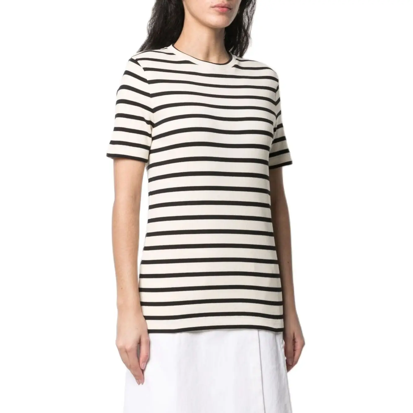 

Женская футболка оверсайз 2021 летняя хлопковая свободная длинная футболка в полоску с коротким рукавом женский топ большого размера