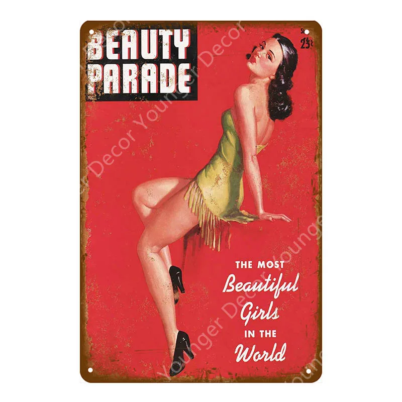 Lucky Pin Up Girl оловянные знаки сексуальная леди металлическая доска Настенный декор для бара паба клуба дома комнаты плакат ретро металлическая картина YA032 - Цвет: YD5145A