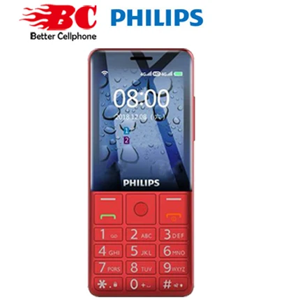 red Philips E289 2,4 дюймов 1700 мАч Батарея Одна камера 4 Гб ПЗУ Поддержка карты памяти Dual SIM 4G старый человек клавиатура телефон - Цвет: red