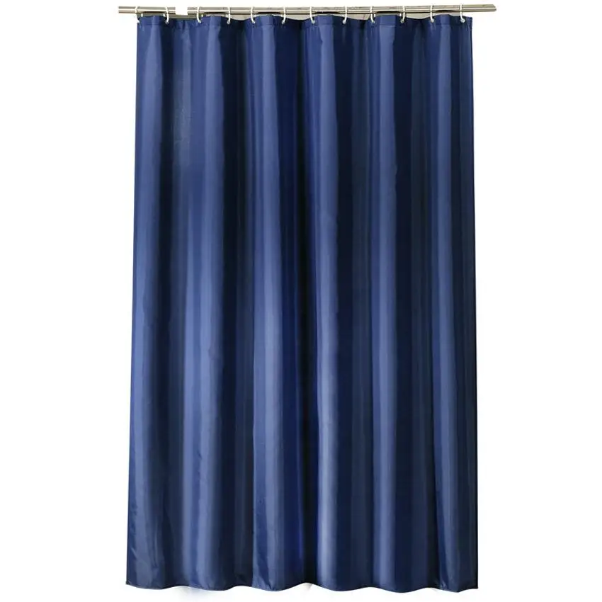 

35Solid Color Shower Curtain Dark Blue Waterproof Bath Curtains Bathroom For Bathtub Bathing Cover Extra Large Wide 12pcs Hooks