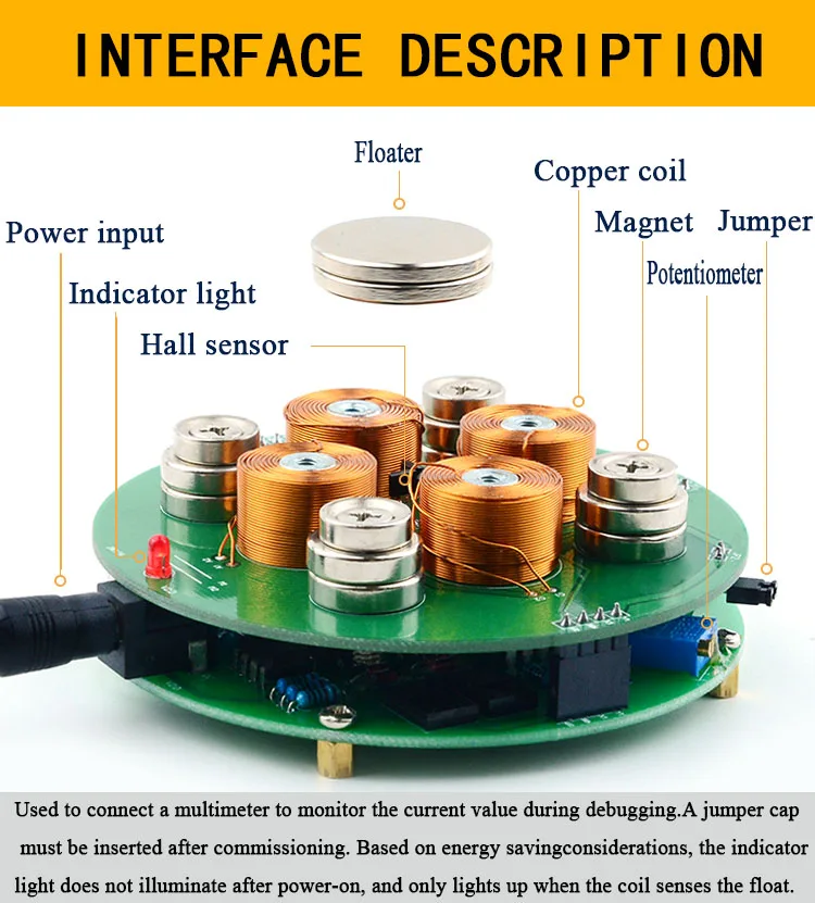 CIRMECH Умный Магнитный левитационный нажимной Тип магнитная левитация DIY Kit DC12V 2A стиль подвеска Магнитная