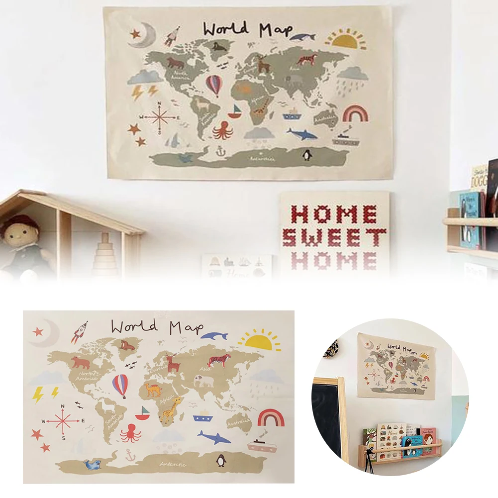 

Wholesale Nordic Wind Wall Decoration Children'S Room Wall Decoration Map Tapestry Background Cloth Photography Scene Props