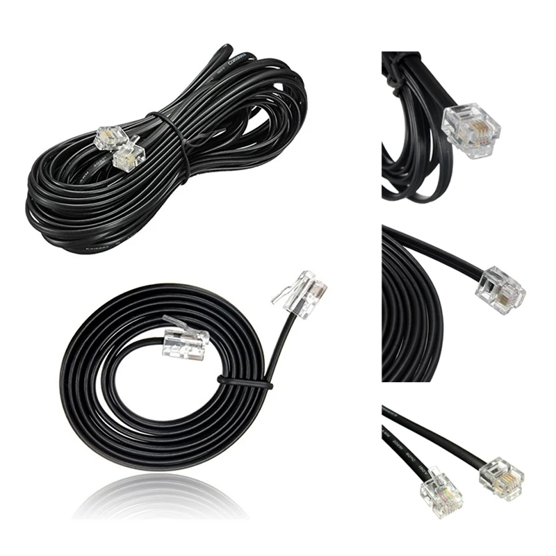 RJ11 6P4C Telephone Cable Cord ADSL Modem 10 Meters