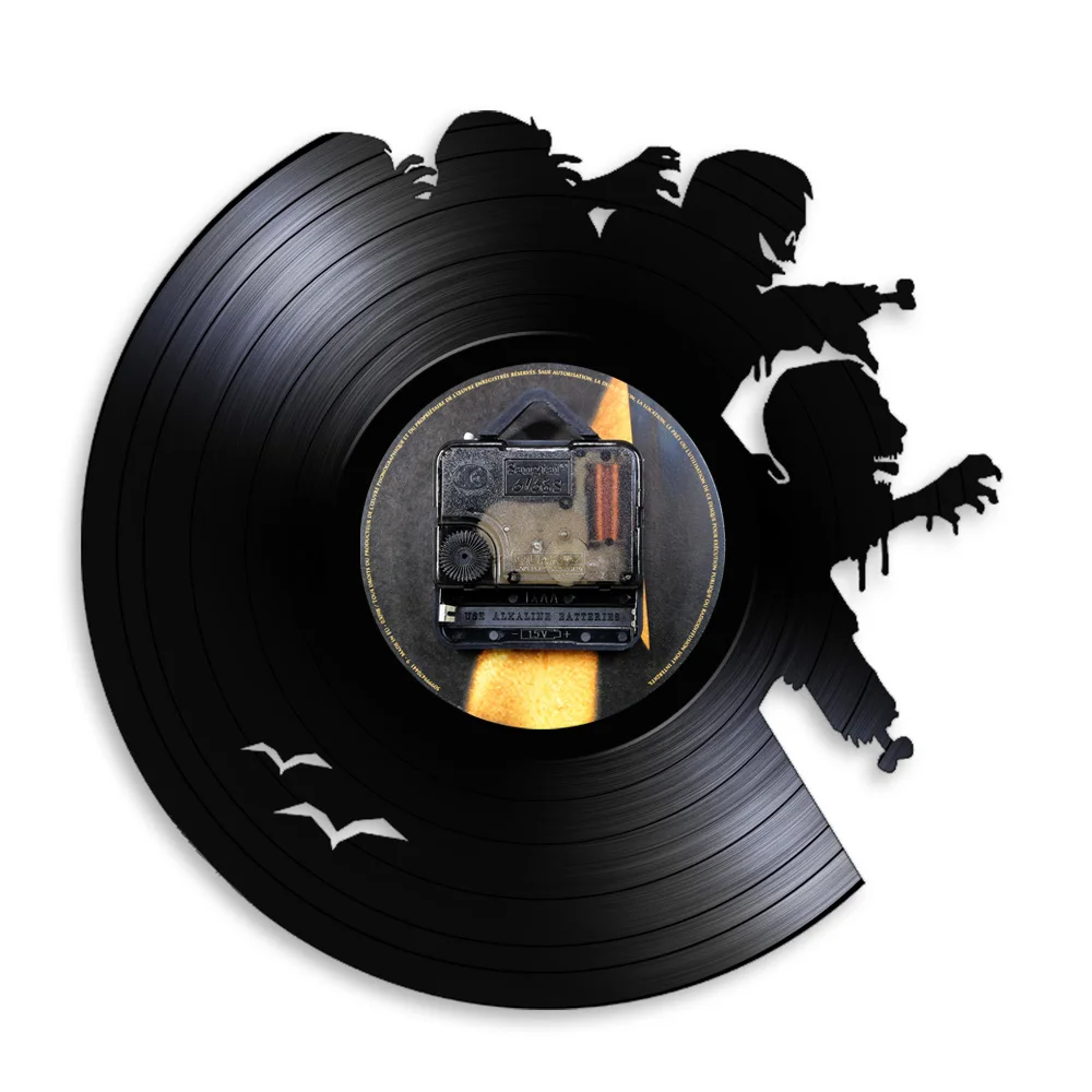 Настенные часы зомби Вспышка Пивоваренная винтажная виниловая запись настенные